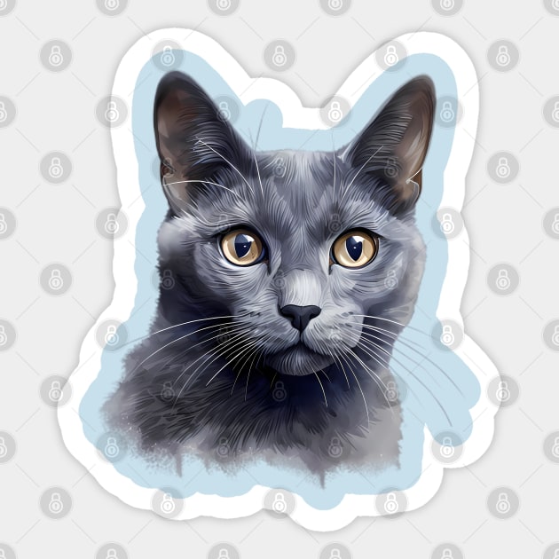 Russian Blue Cat portrait Sticker by VelvetEasel